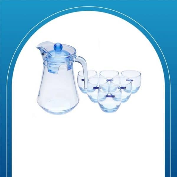 Glass pitcher and cups set